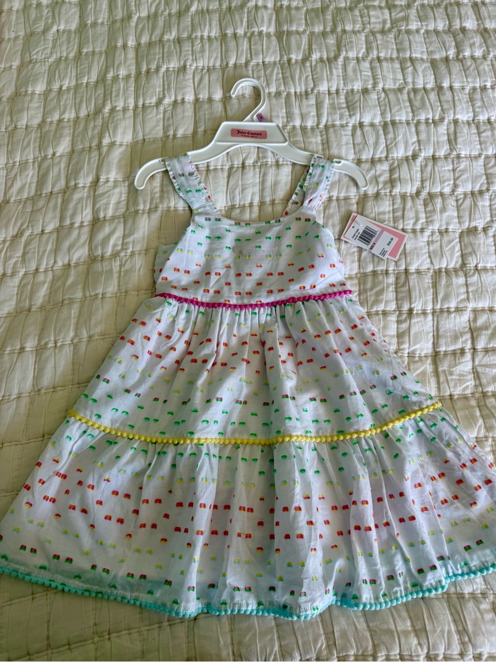 Juicy Couture Girls Rainbow Dot Tiered Dress Size 6 NWT